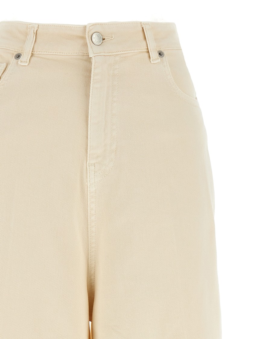 Nude High-waisted Wide Leg Jeans In Neutral