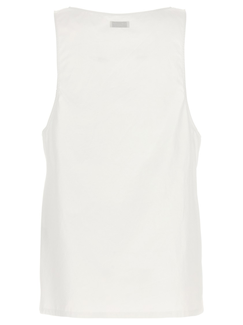 Saint Laurent Semi-sheer Henley Tank Top In White