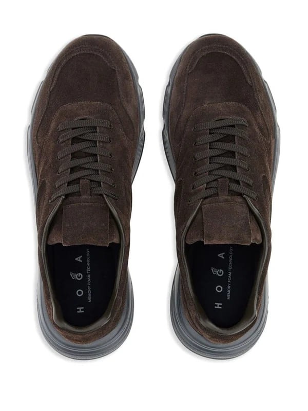 Shop Hogan Suede Brown Sneakers With Memory Foam Insole In Black