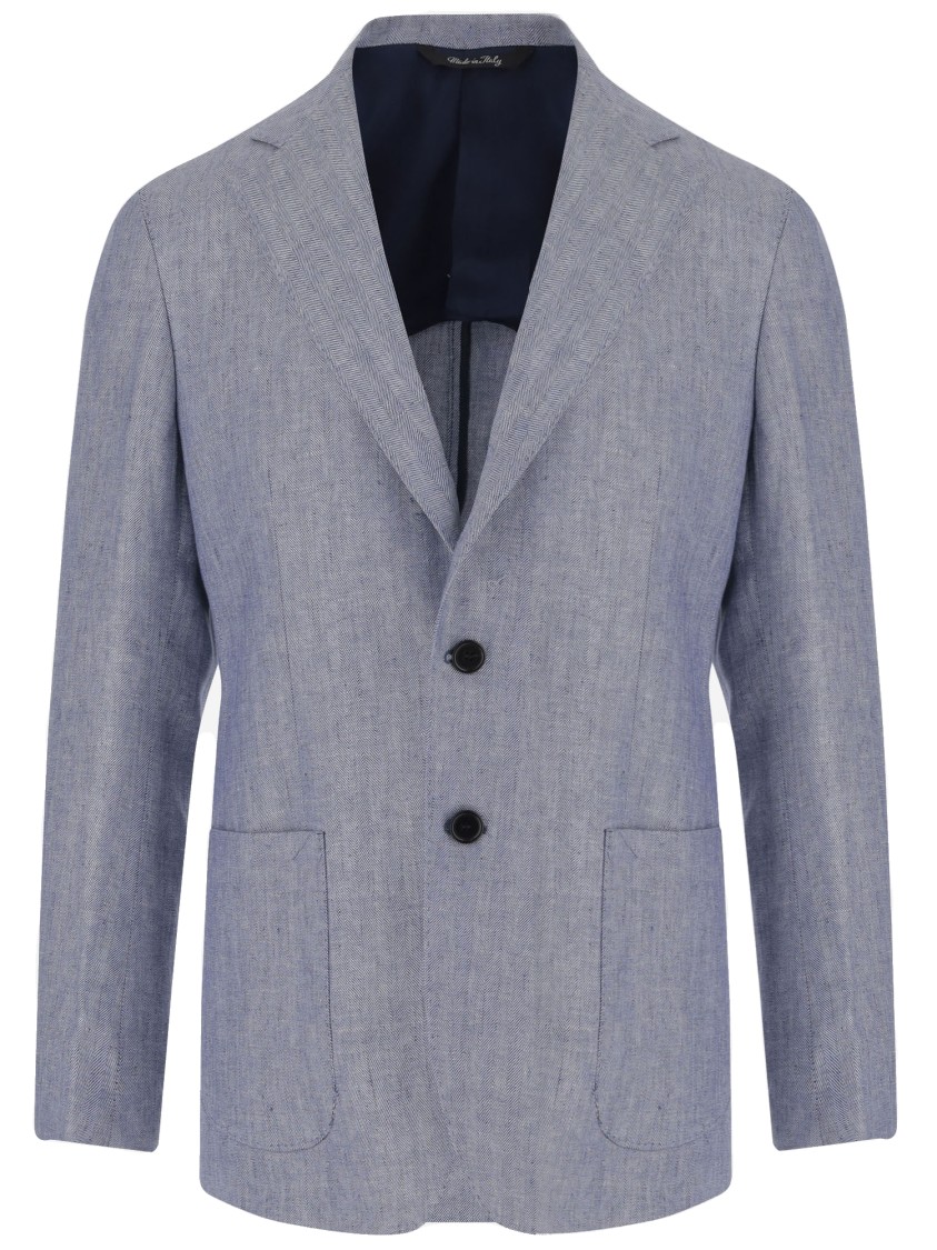 Shop Brian Dales Single-breasted Linen Jacket In Grey