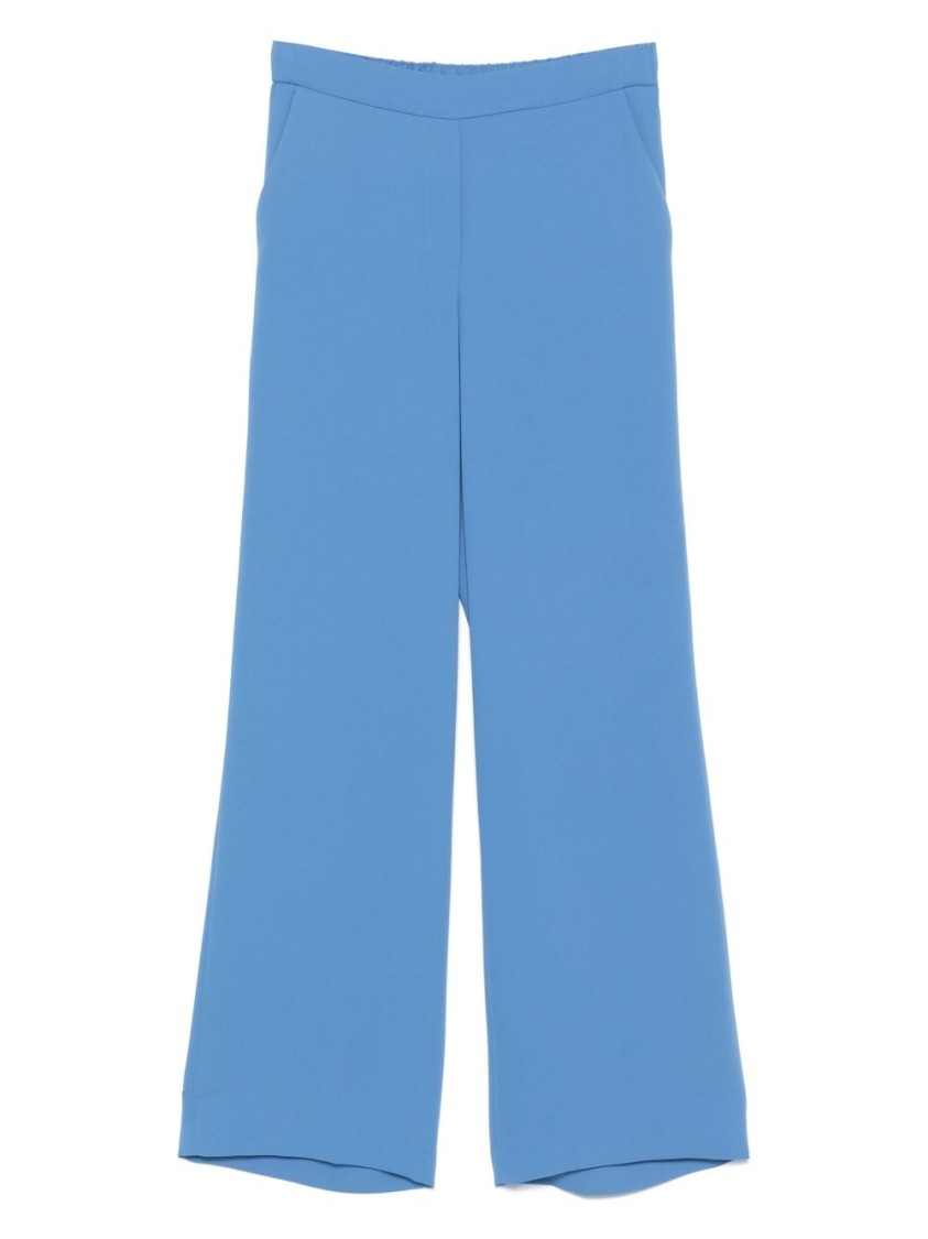 P.a.r.o.s.h High-rise Wide-leg Trousers Elasticated Waist In Blue