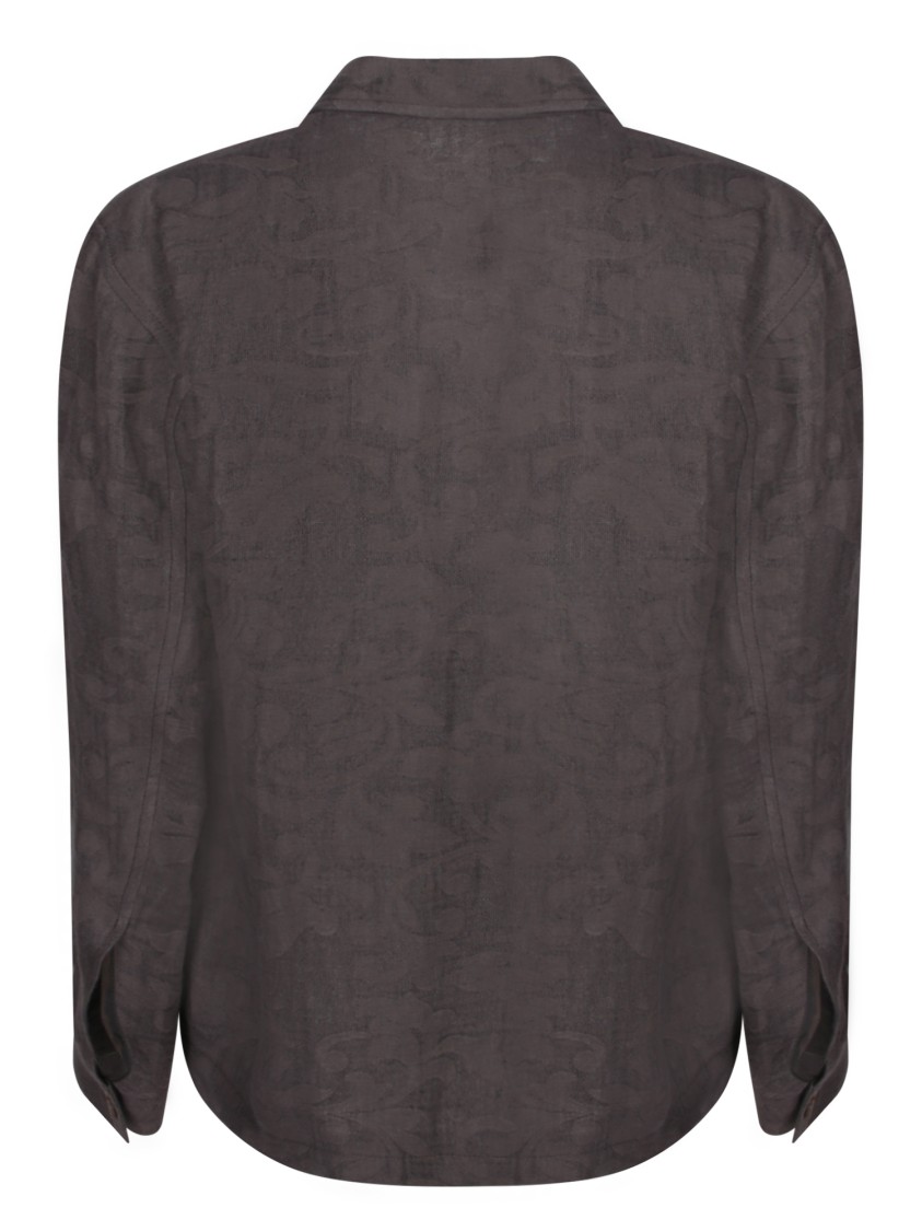 Tagliatore Brown Jacquard Overshirt With Button Closure