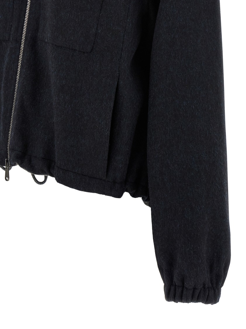 Brunello Cucinelli Shiny Zipper Pull Puffer Jackets Blue