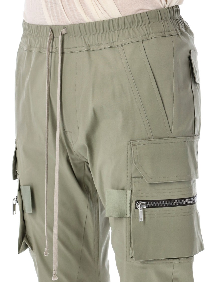 Rick Owens Celadon Slim-fit Cargo Pants With Versatile Pockets In Green