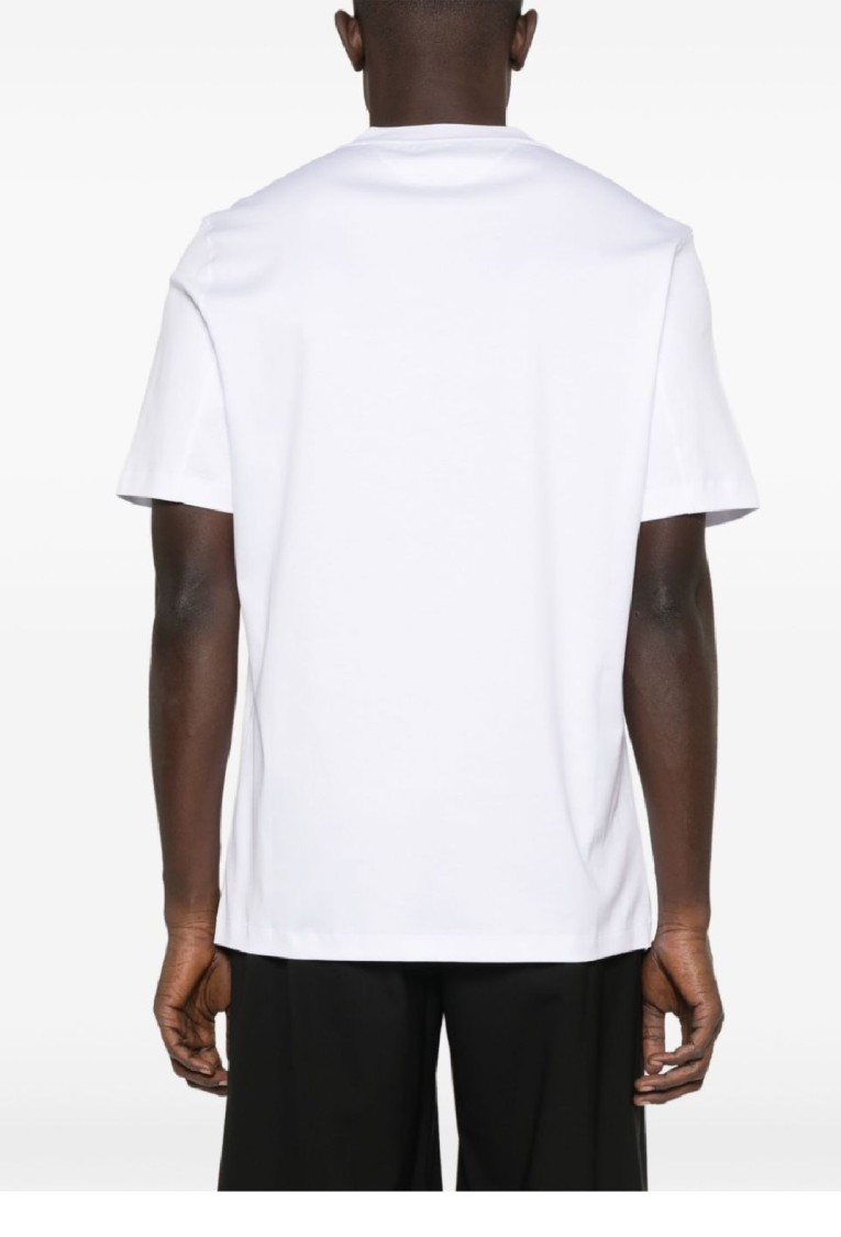Brunello Cucinelli Men T-shirt With Logo And Faux-layering In White