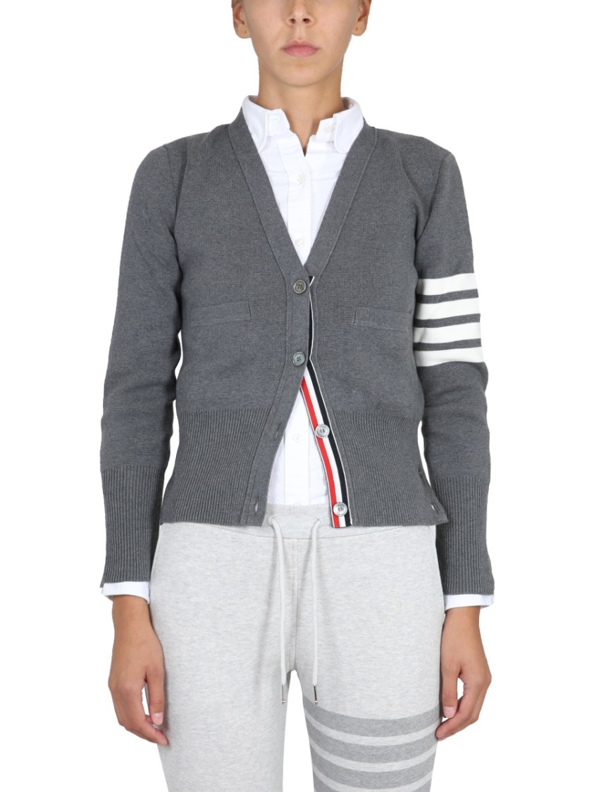 Thom Browne Women Cardigan Con Scollo A V In Gray