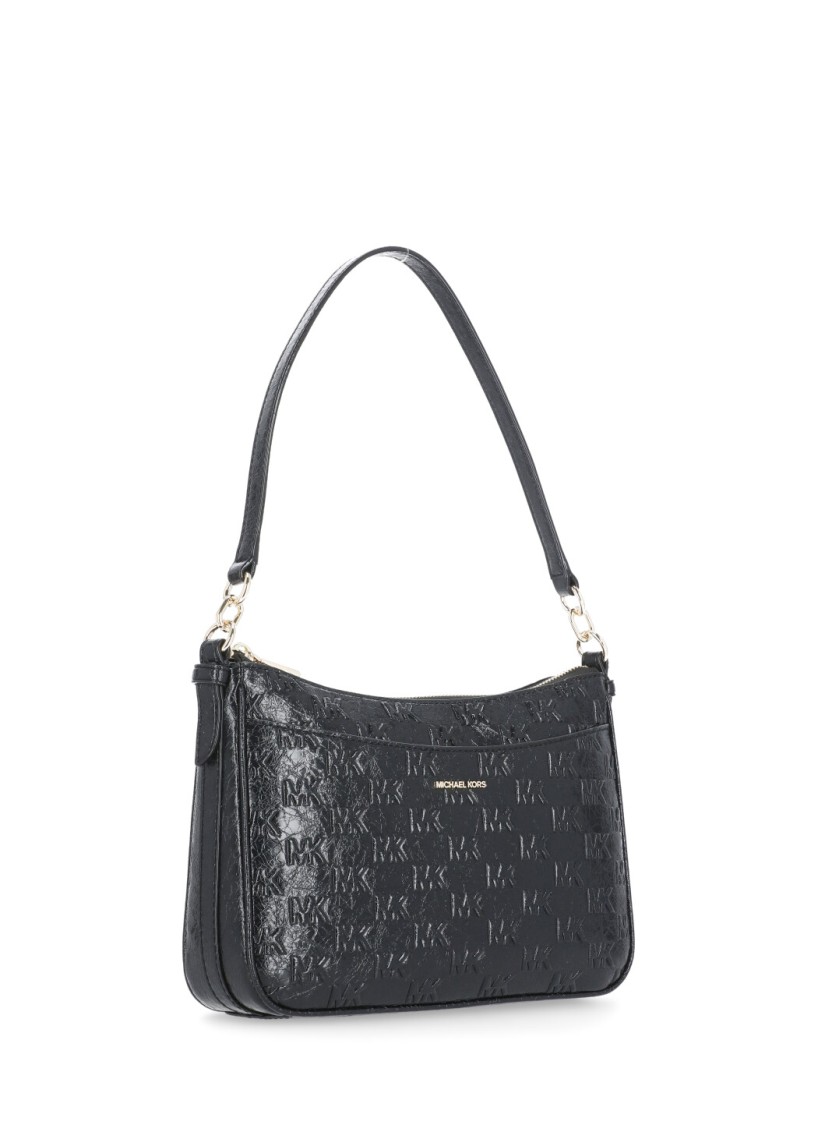 Michael Michael Kors Monogram Textured Jet Set Shoulder Bag In Grey