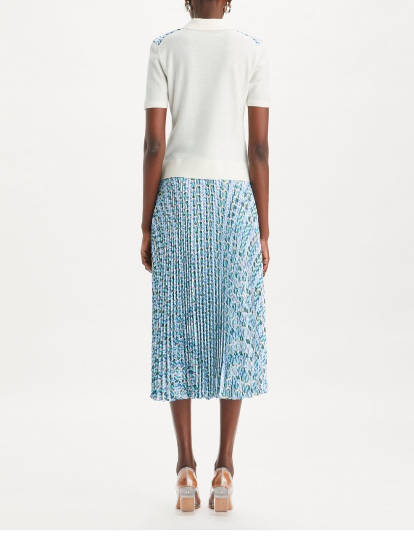Tory Burch Polo With Front Button Placket And All-over Graphic Print