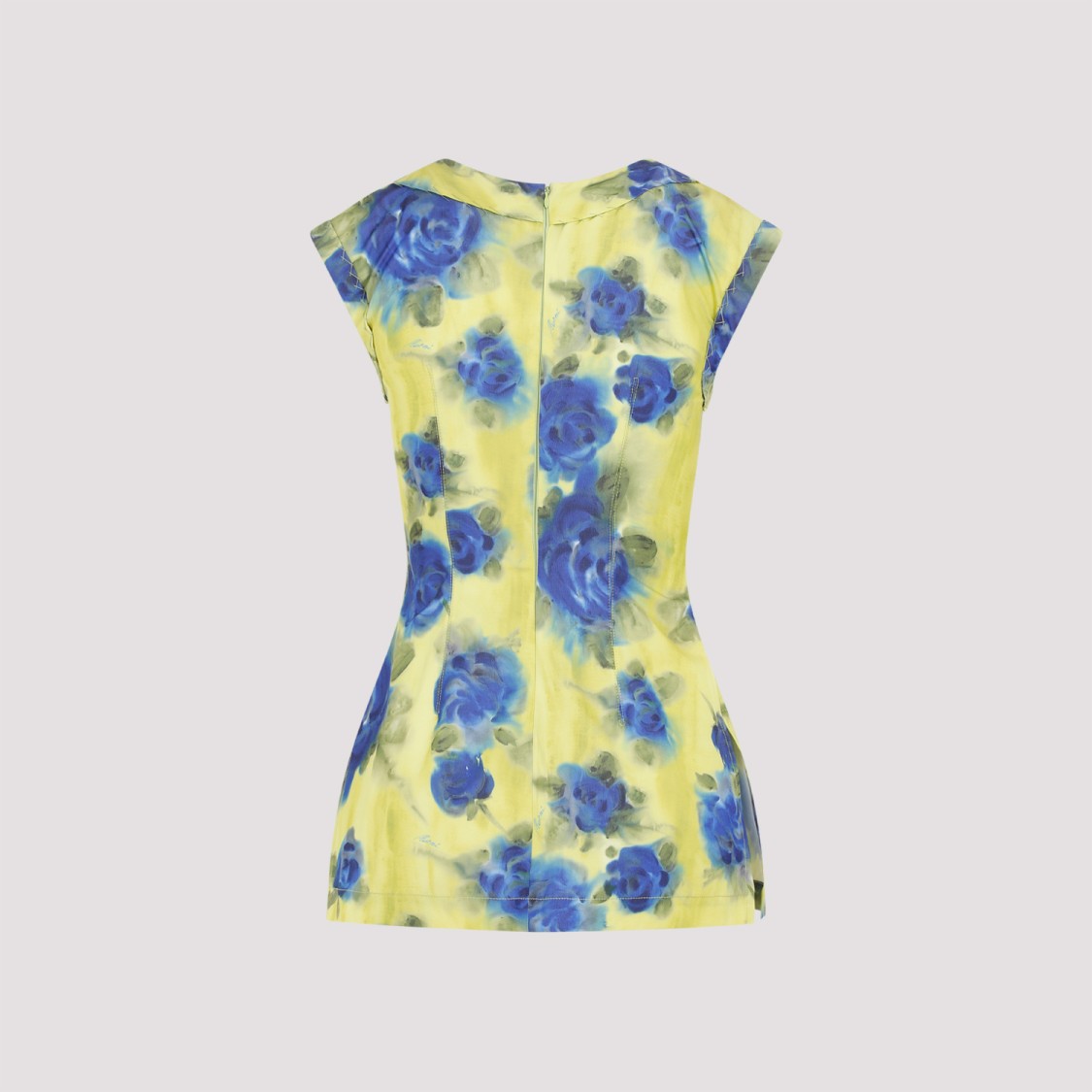 Marni Floral Print Top With Zig-zag Seam Detail