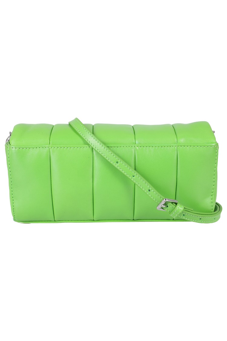 Stand Studio Rectangular Green Lamb Leather Panel Bag In Green
