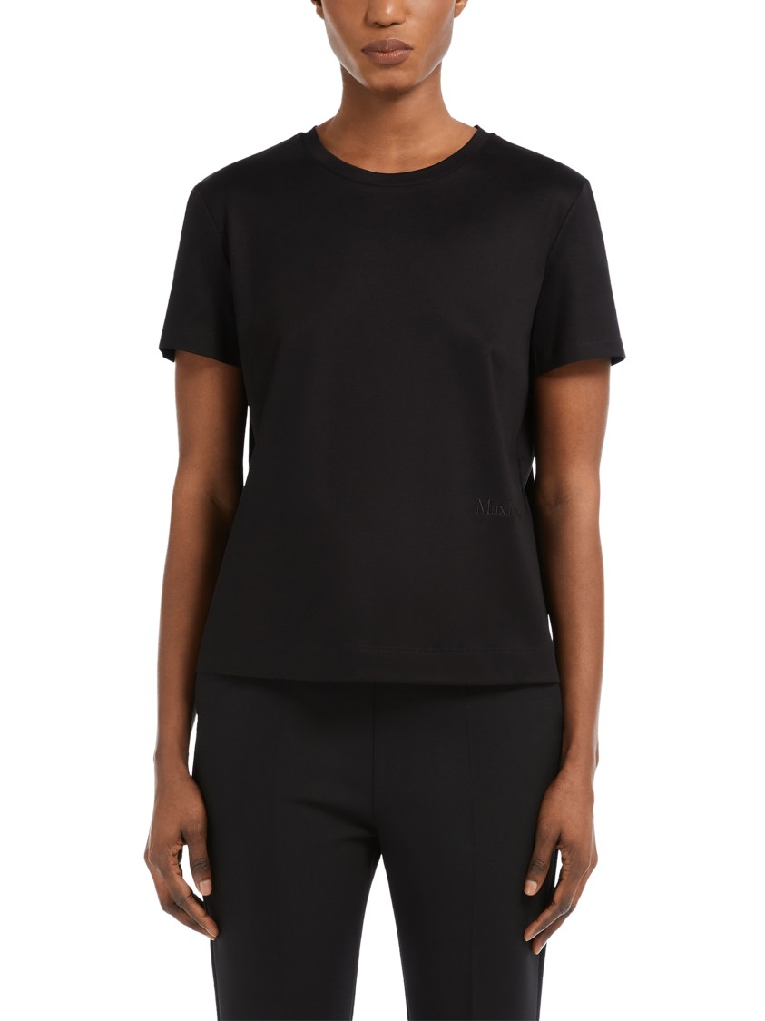 Max Mara Black T-shirt With Subtle Logo Detail In Black