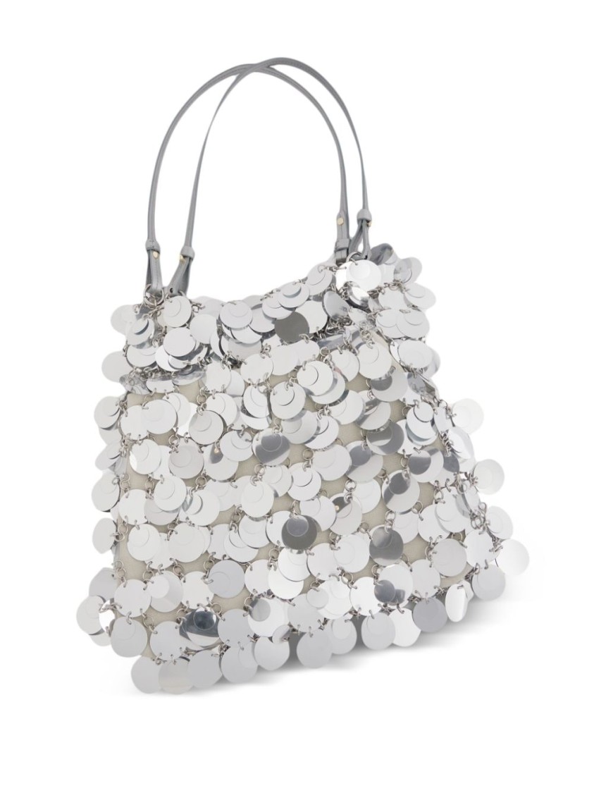 Rabanne Grosse Schultertasche Mit Pailletten In Silver