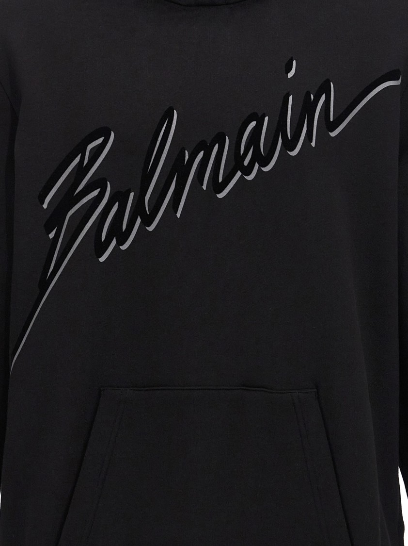 Balmain Cotton Hoodie With Embossed Velvet Logo | THE LIST