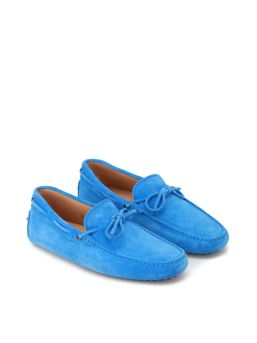 Tod's New Laccetto Gommini Driving Shoes Loafers In Blue
