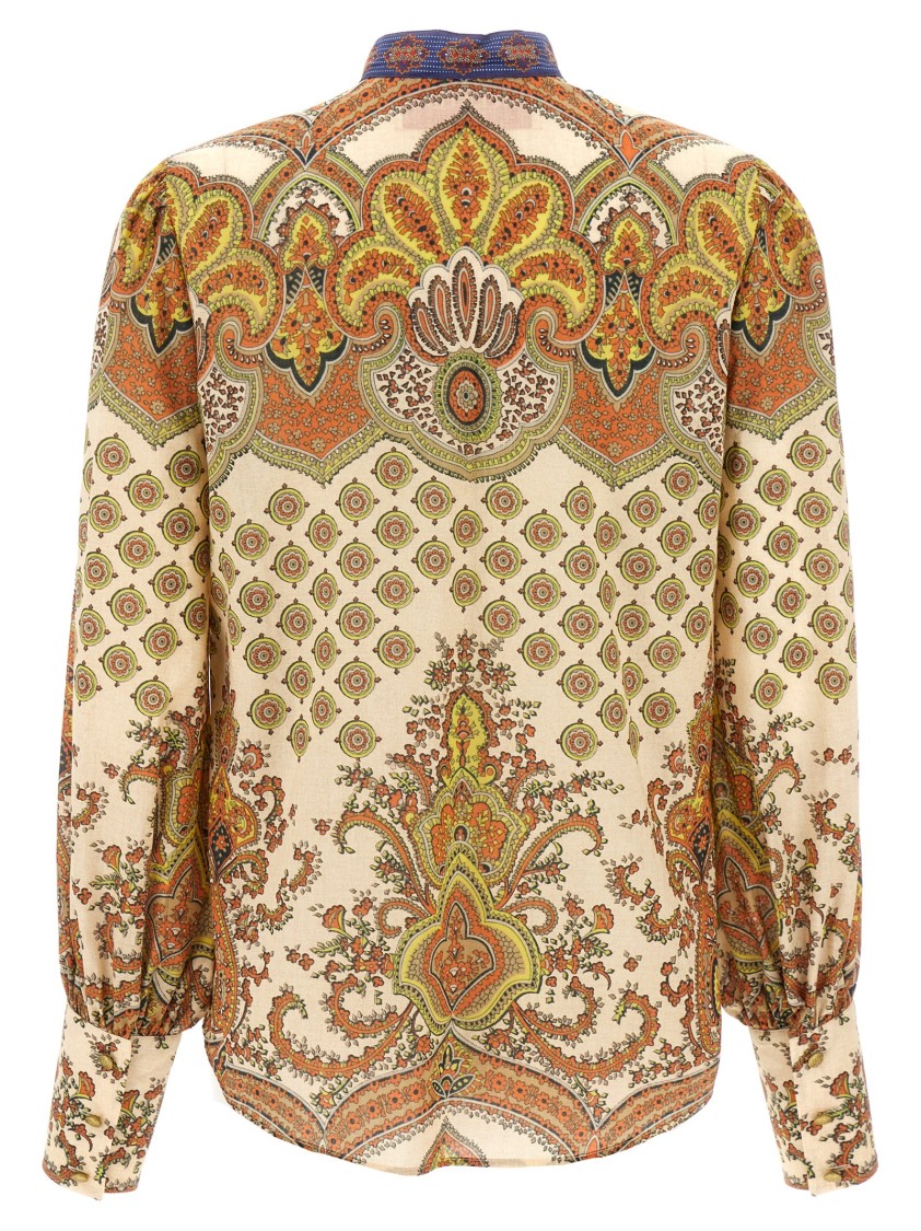 Valentino Garavani Cotton Shirt With Ruffled Lavallière Collar In Multi
