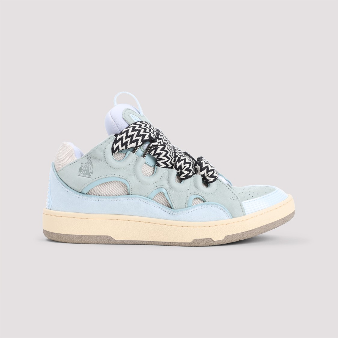 Lanvin Suede Leather Curb Sneakers Men In Blue