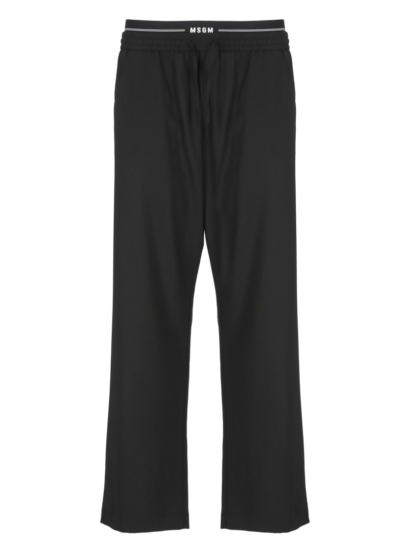 Msgm Belt-loop Casual Pants In Black