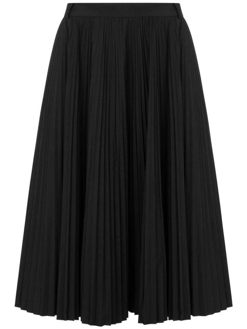 Shop Moschino Pleated Black Midi Skirt With Fitted Waistband
