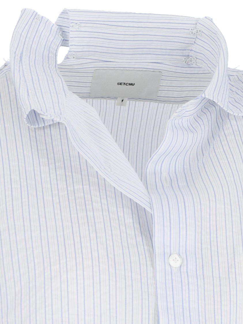 Shop Setchu Adjustable Collar Shirt – White/light Blue