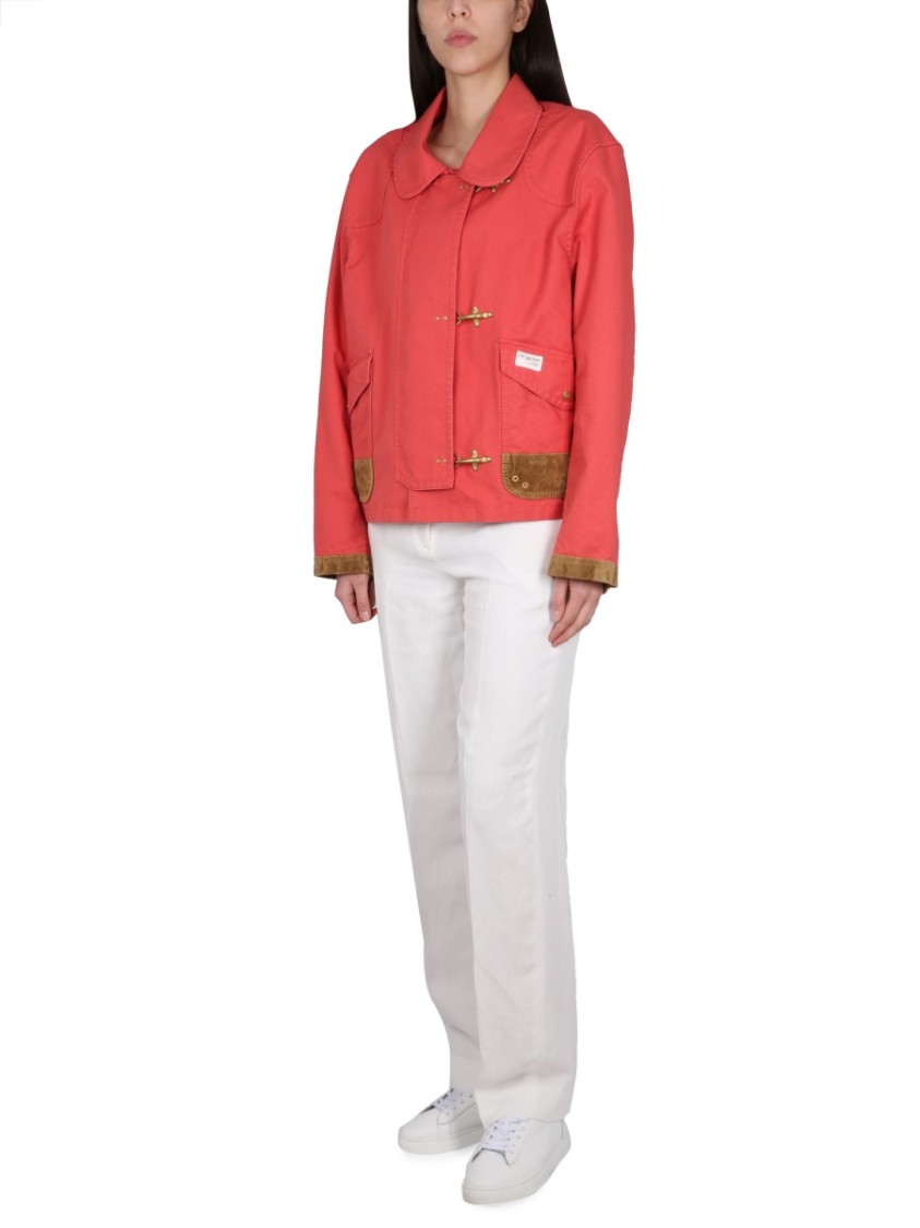 Fay Collared Jacket With Front Pockets And Contrast Cuffs