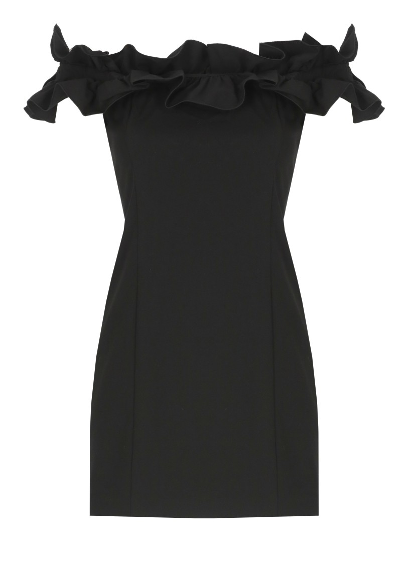 ROTATE BIRGER CHRISTENSEN ROTATE DRAPED BLACK MINI DRESS