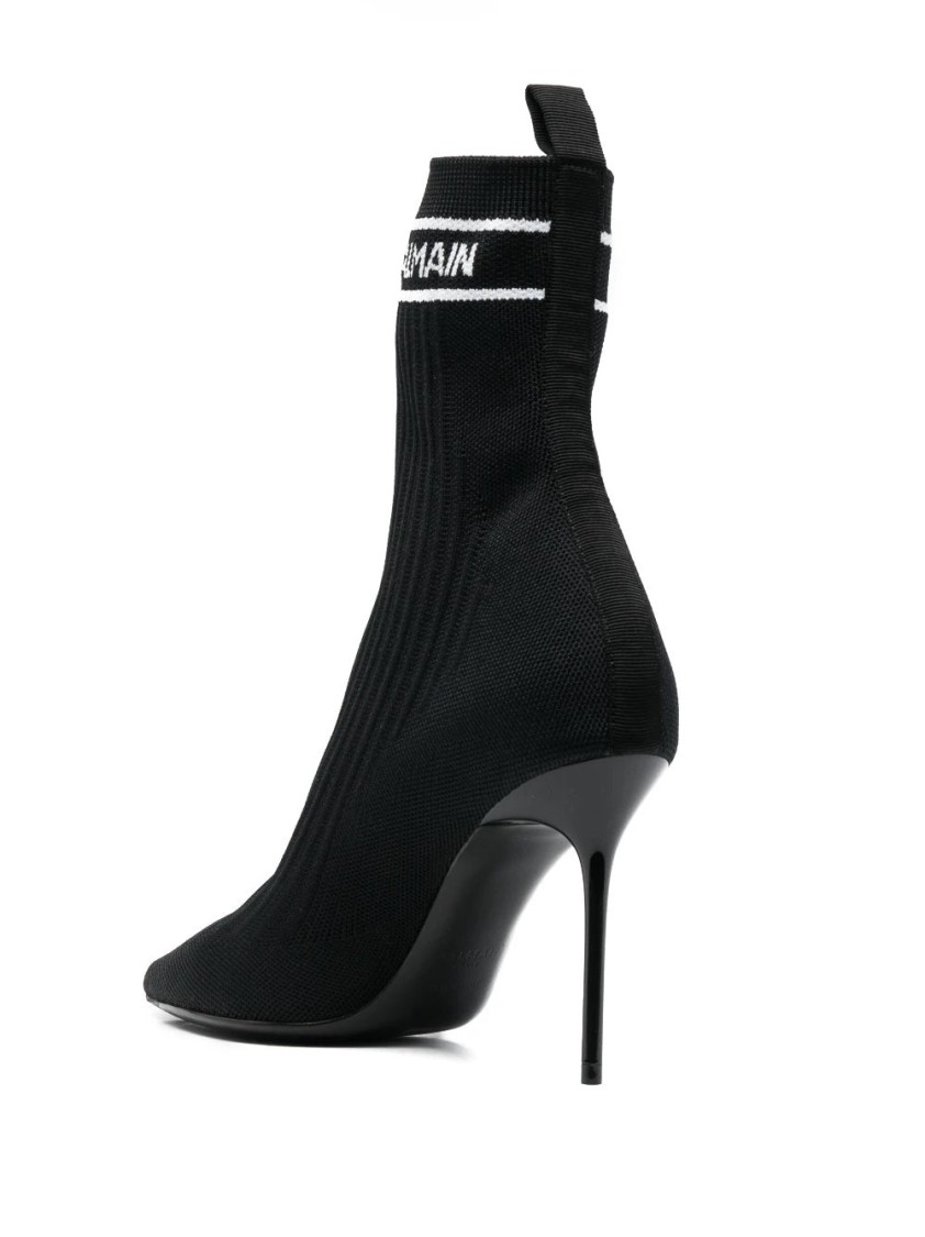 Balmain Ankle Boot Skye-knit Booties In Black