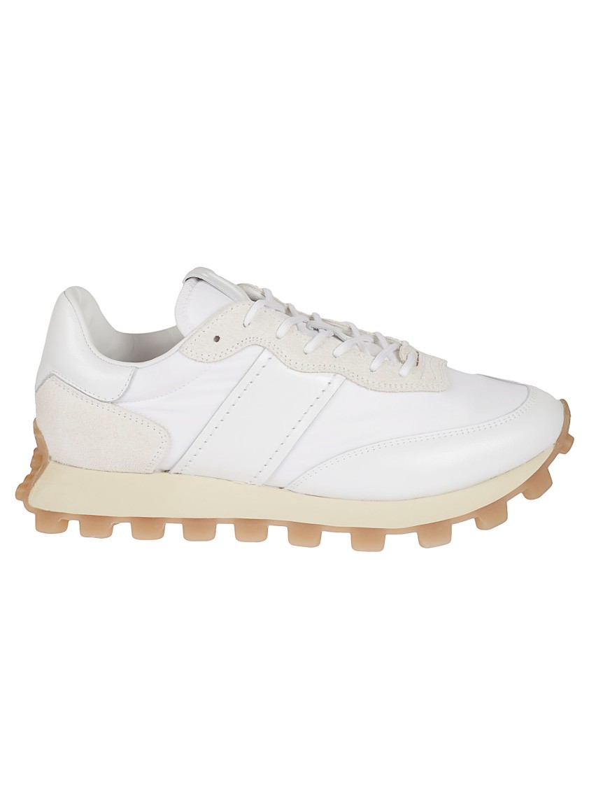 Tod's Smooth Leather Sneakers With Suede Accents In White