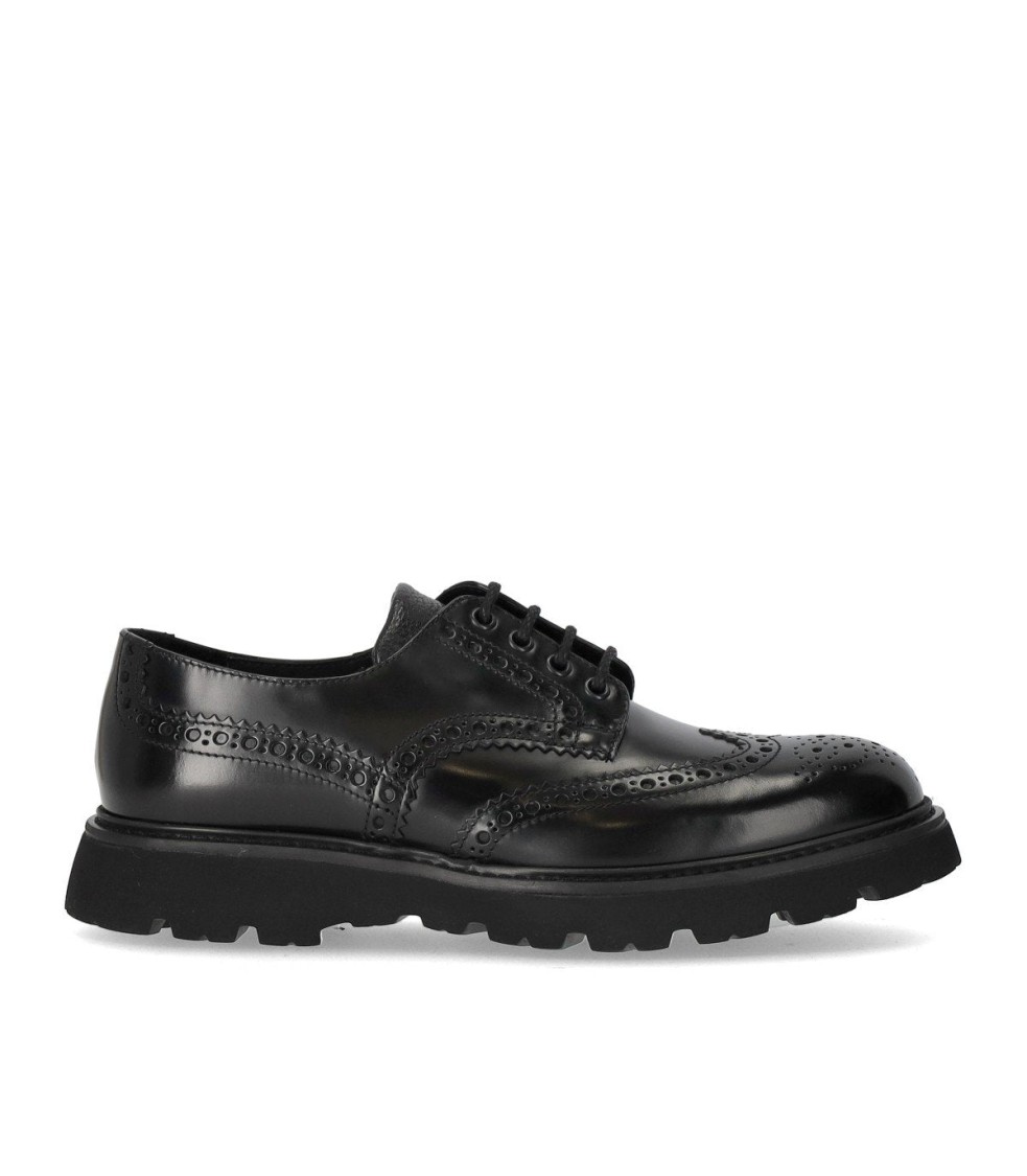 Doucal's Derby Black Brogue Lace-up Shoe