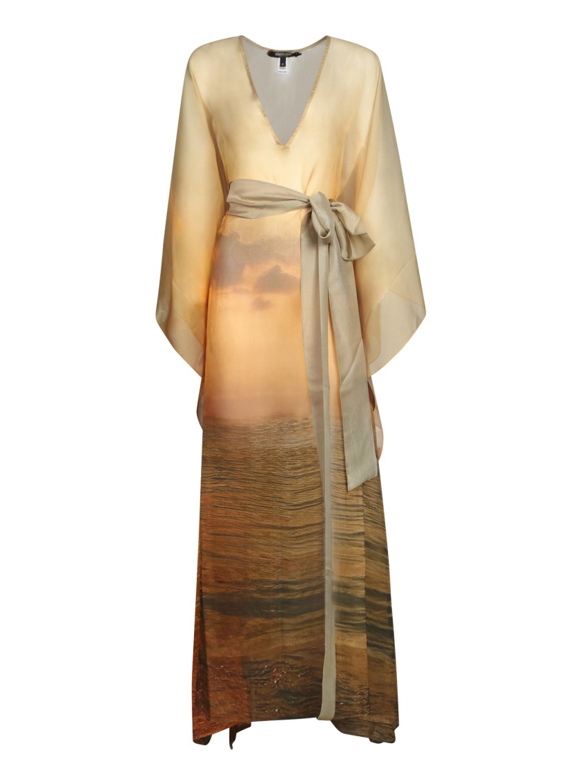 Roberto Cavalli Silk Dress With Sunset-inspired Print