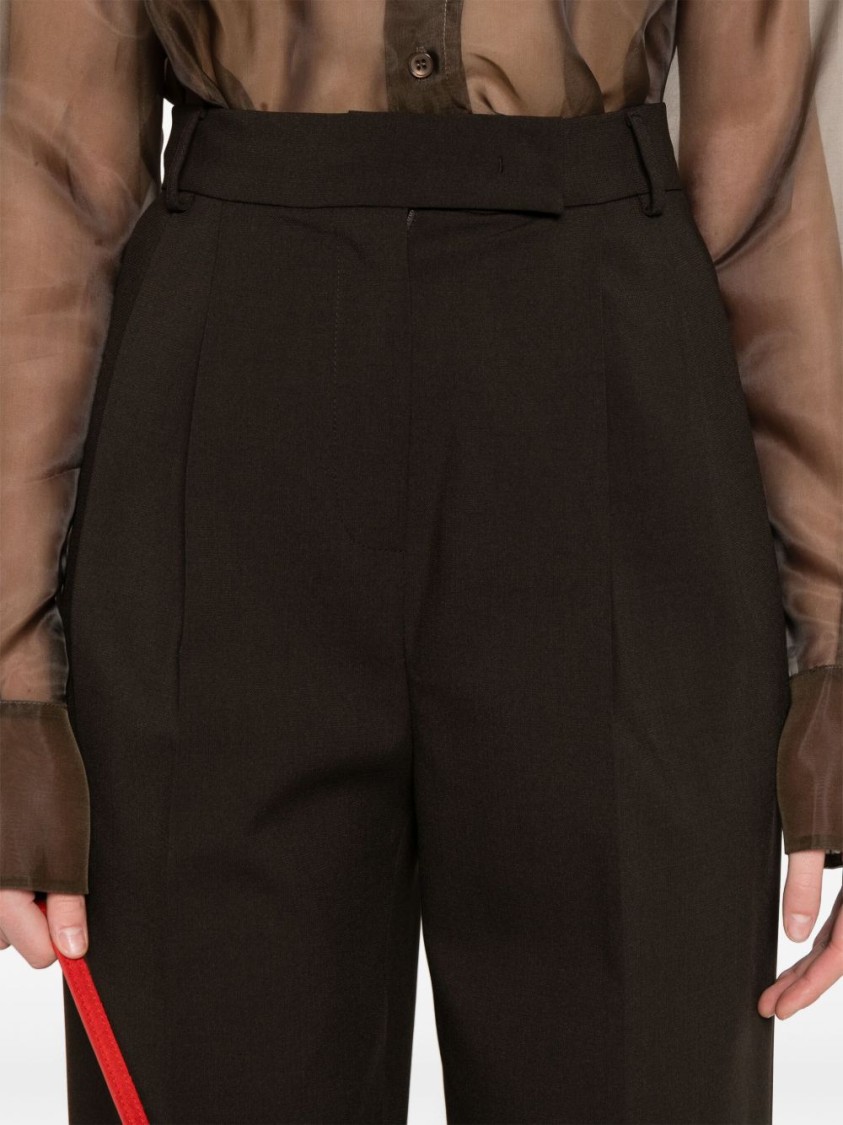 THE FRANKIE SHOP THE FRANKIE SHOP BROWN TAILORED SUIT PANTS WITH PLEAT DETAIL