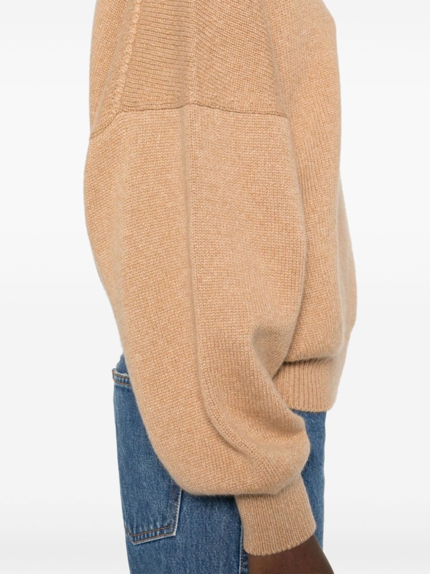 Khaite Brown Cashmere Sweater With Relaxed Fit In Brown