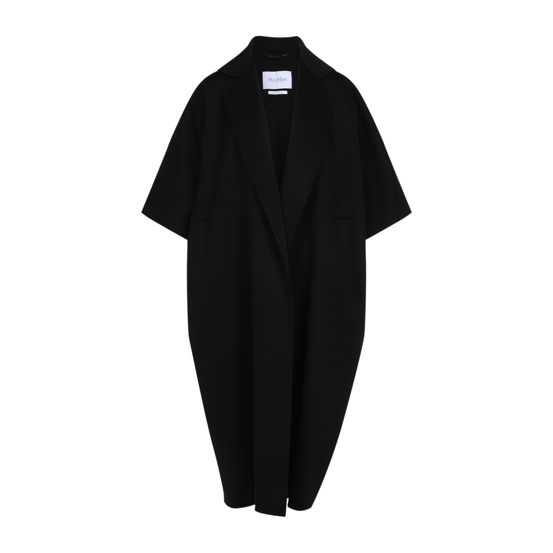 Shop Max Mara Relaxed Silhouette Long Coat In Camel Hair In Black