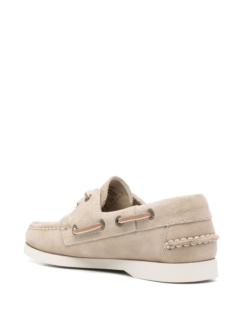 Sebago Classic Suede Loafers With Decorative Laces In Neutral