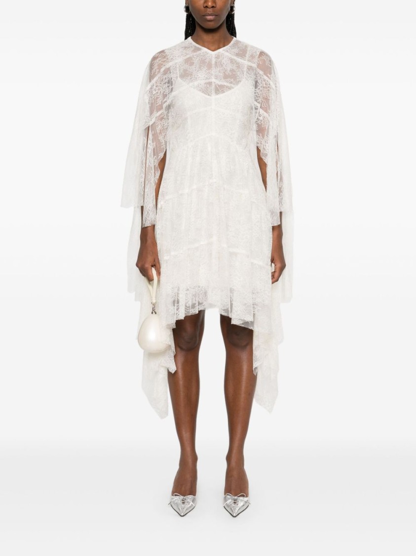 Shop Philosophy Di Lorenzo Serafini Ivory Layered Evening Dress With Asymmetrical Hemline