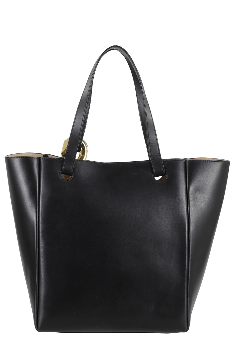 Jw Anderson J. W. Anderson Structured Black Leather Corner Tote In Black