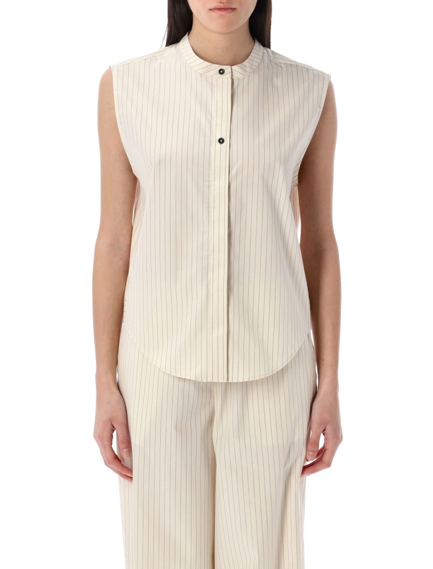 LOULOU STUDIO LOULOU STUDIO HALE STRIPES SLEEVELESS SHIRT WITH CLASSIC COLLAR