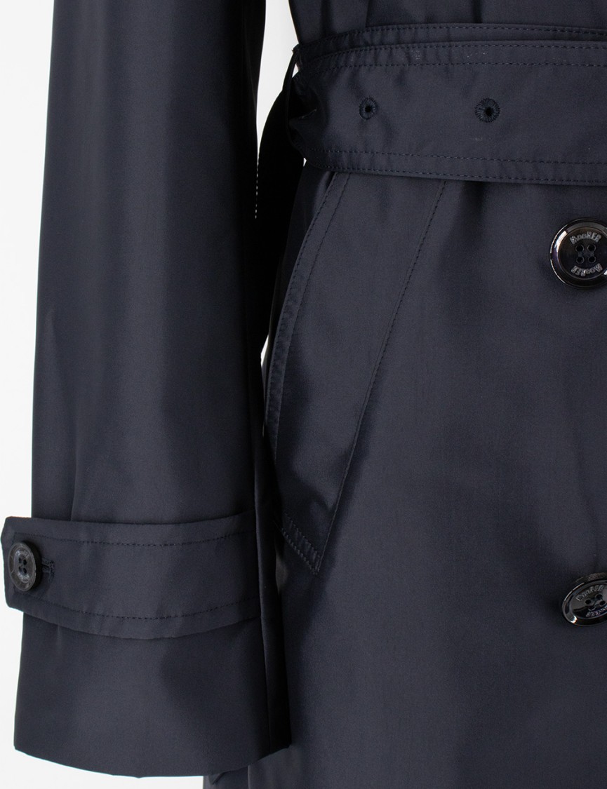 Moorer Navy Blue Trench Coat In Blue