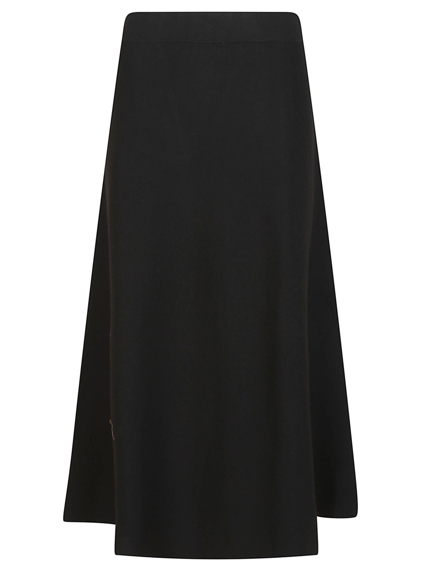 P.a.r.o.s.h . A-line Wool Blend Knit Skirt With Elastic Waist In Black