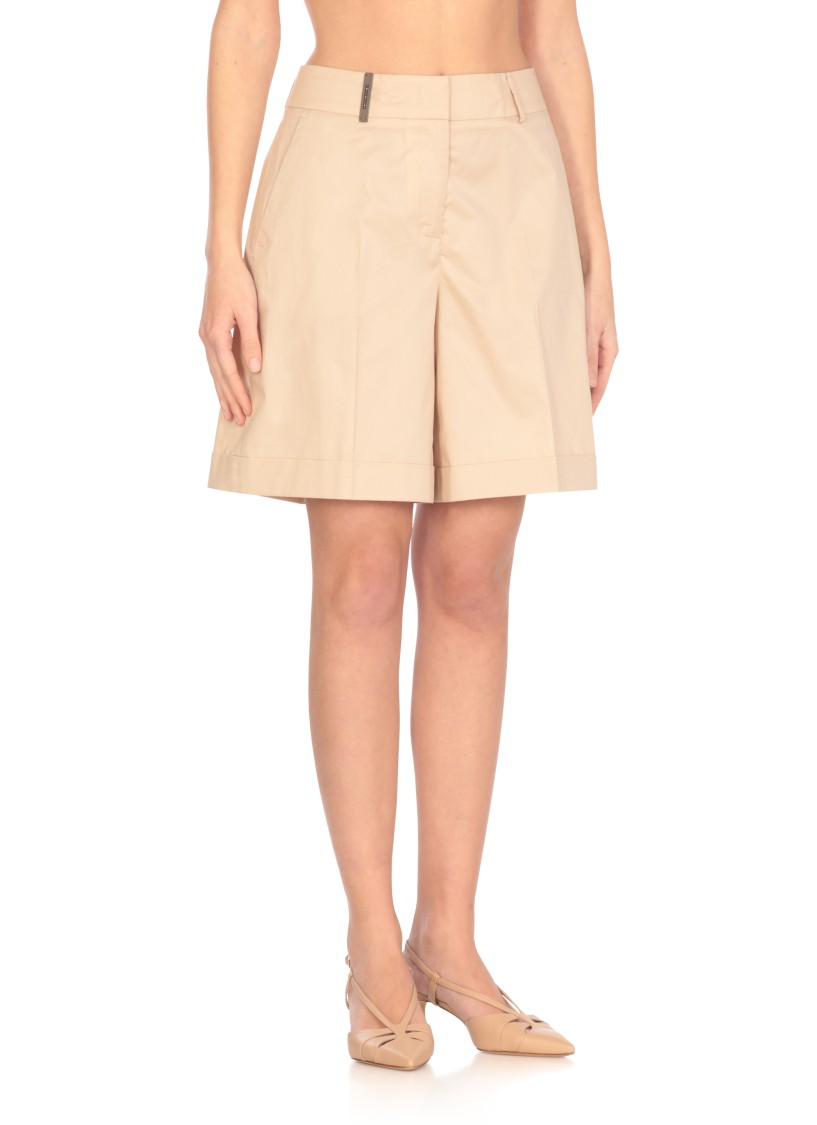 Shop Peserico Beige Cotton Shorts In Neutrals