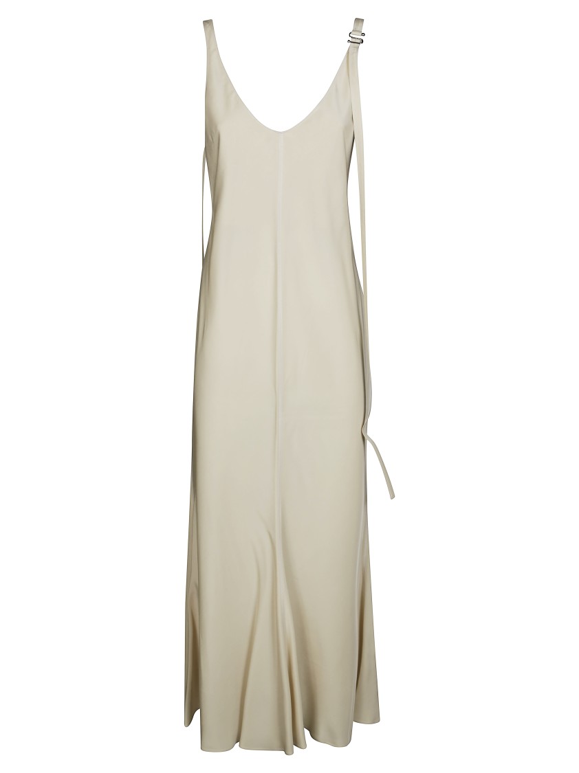 Sportmax Maxi Dress With Deep V-neckline In Neutral