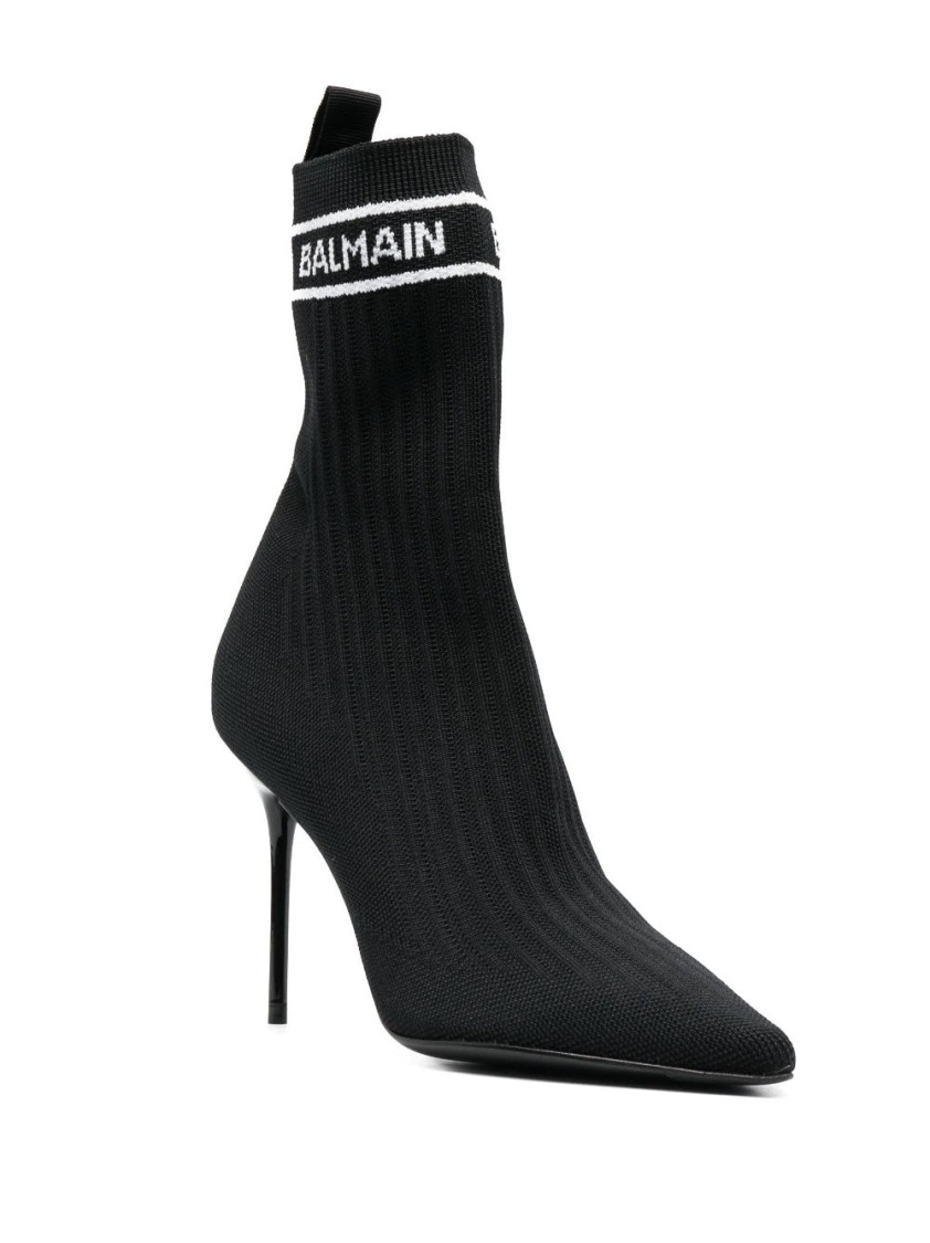 Balmain Ankle Boot Skye-knit Booties In Black