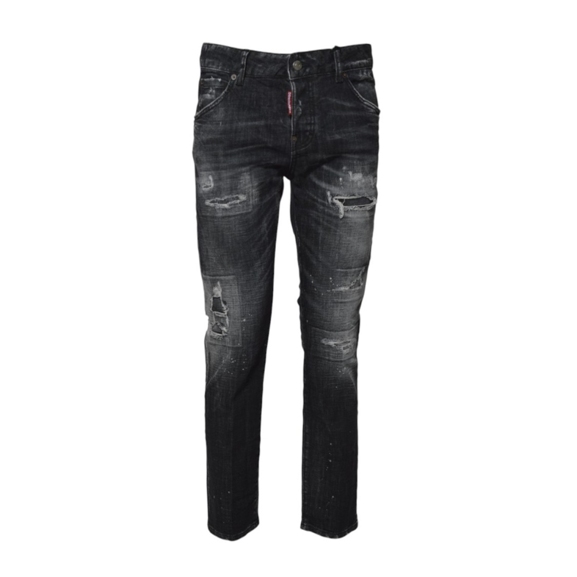 Dsquared2 Slim-fit Black Denim Jeans With Distressed Finish