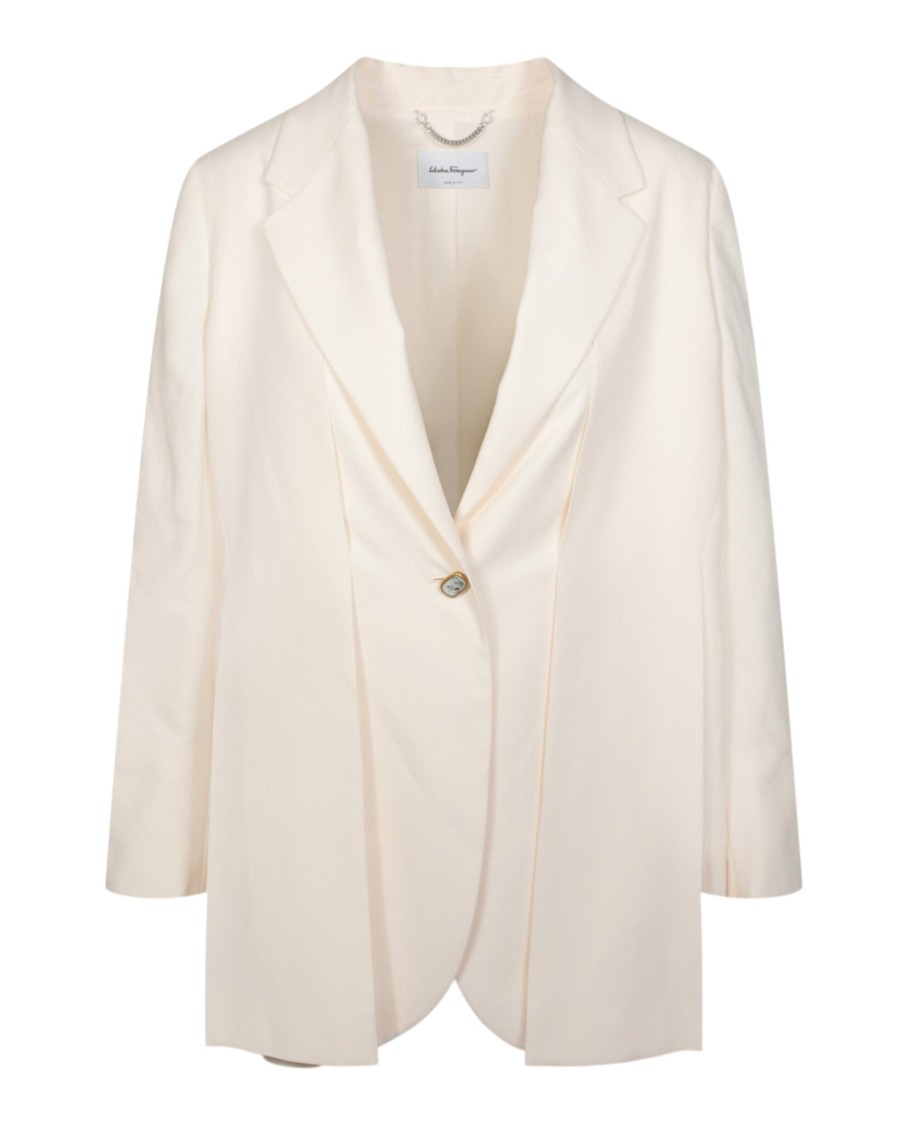 Ferragamo Single Button Silk Blazer