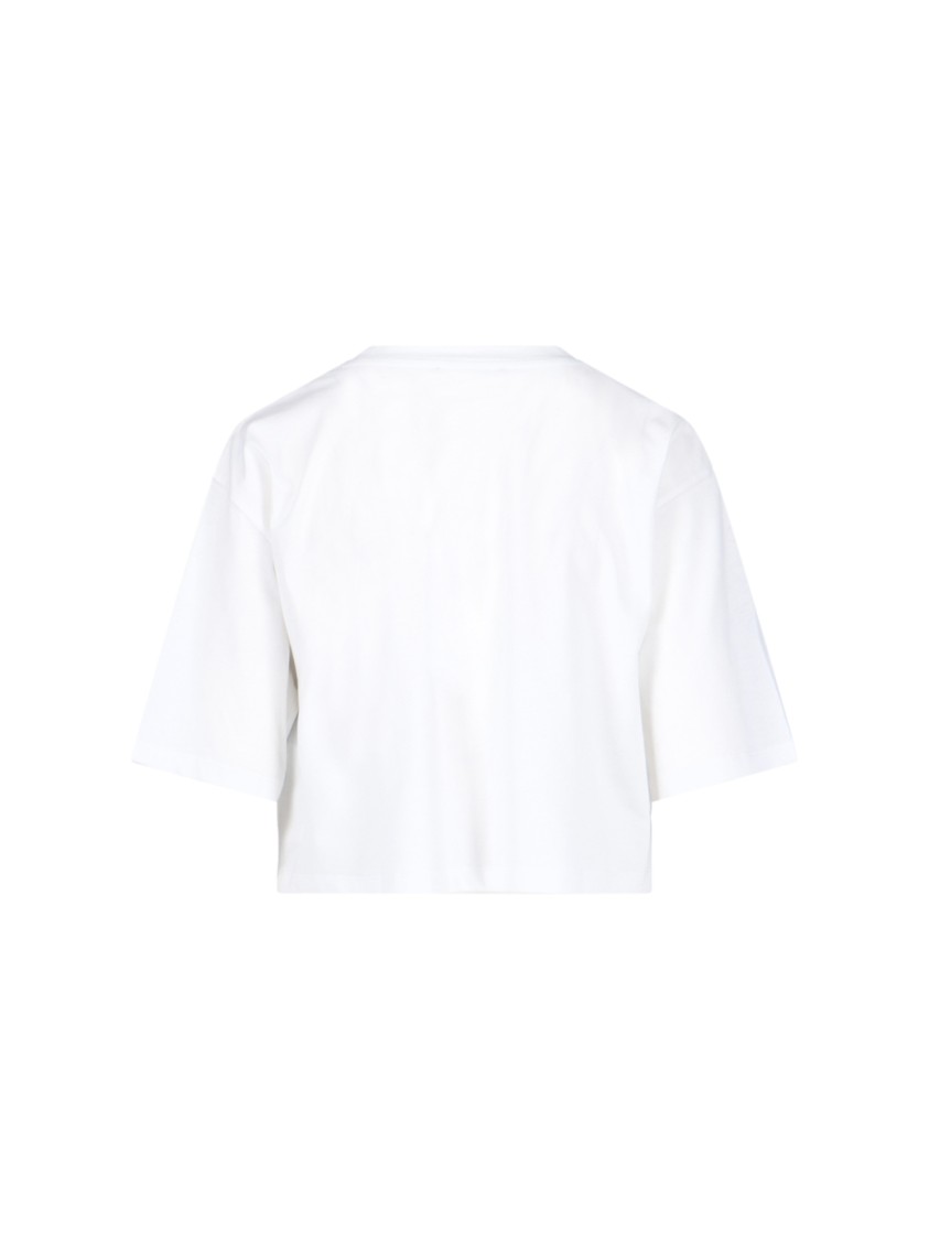 Balmain Logo Cotton Jersey Cropped T-shirt In White