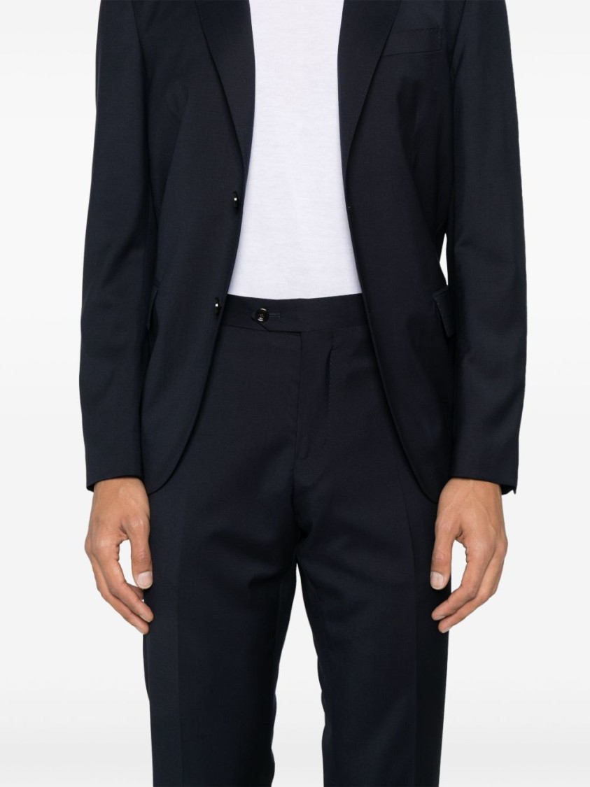 Lardini Single-breasted Crepe Suit In Blue