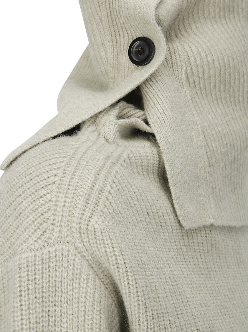 Dawei High Neck Ribbed Sweater In Neutrals