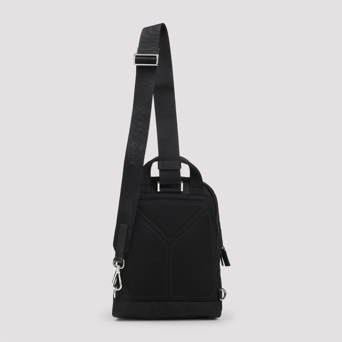 Prada Logo Re-nylon And Saffiano Leather Backpack In Black
