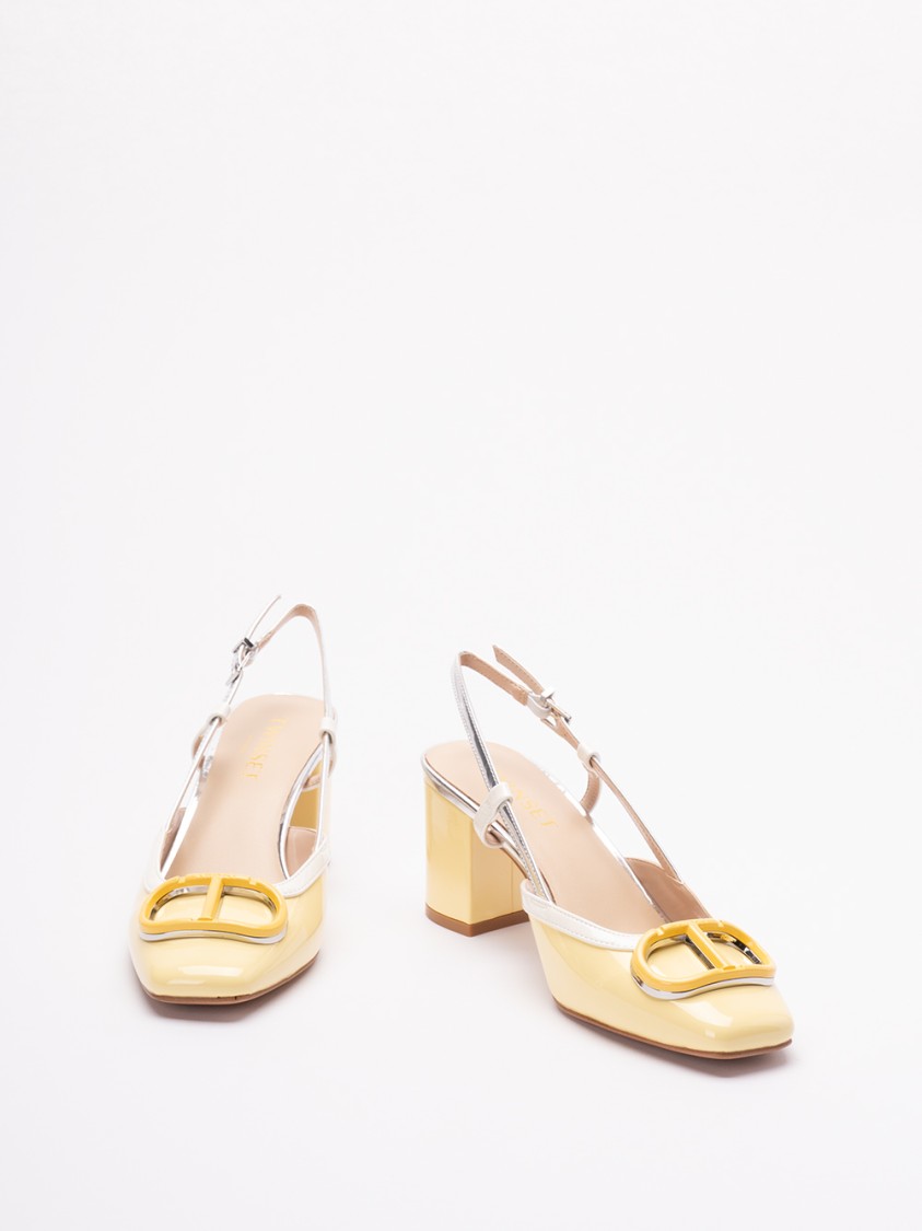 Twinset Twin-set Pointed Toe Slingbacks With Heel In Yellow