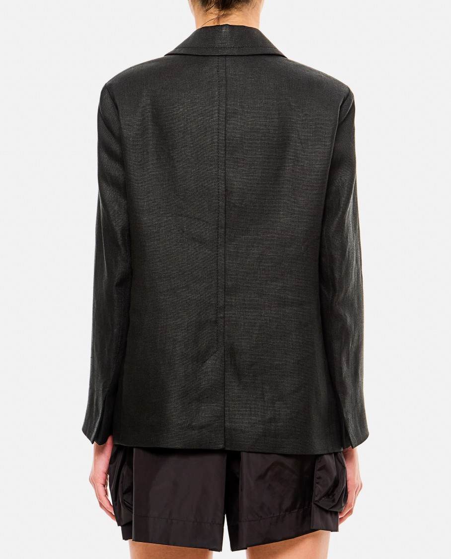 Shop Max Mara Tailored Dark Denim Blue Jacket With Classic Lapels