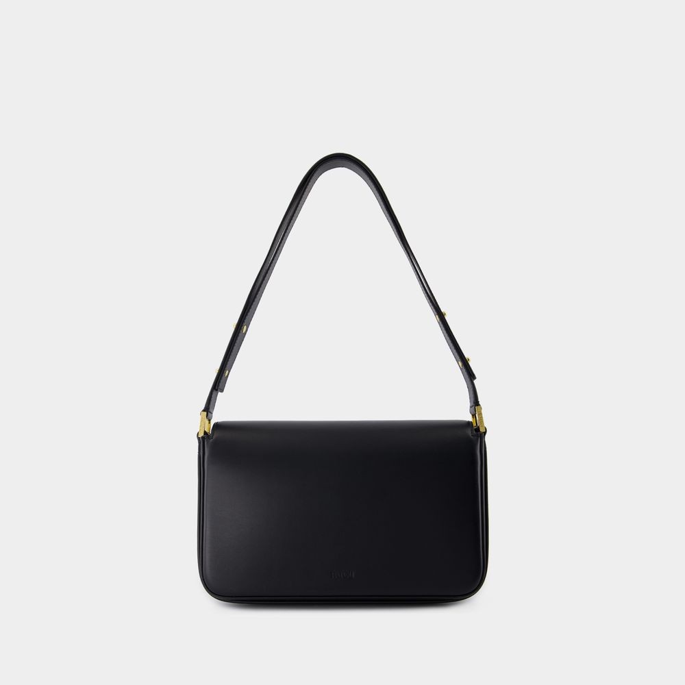 Patou Black Leather Le Classic Lock Shoulder Bag In Black